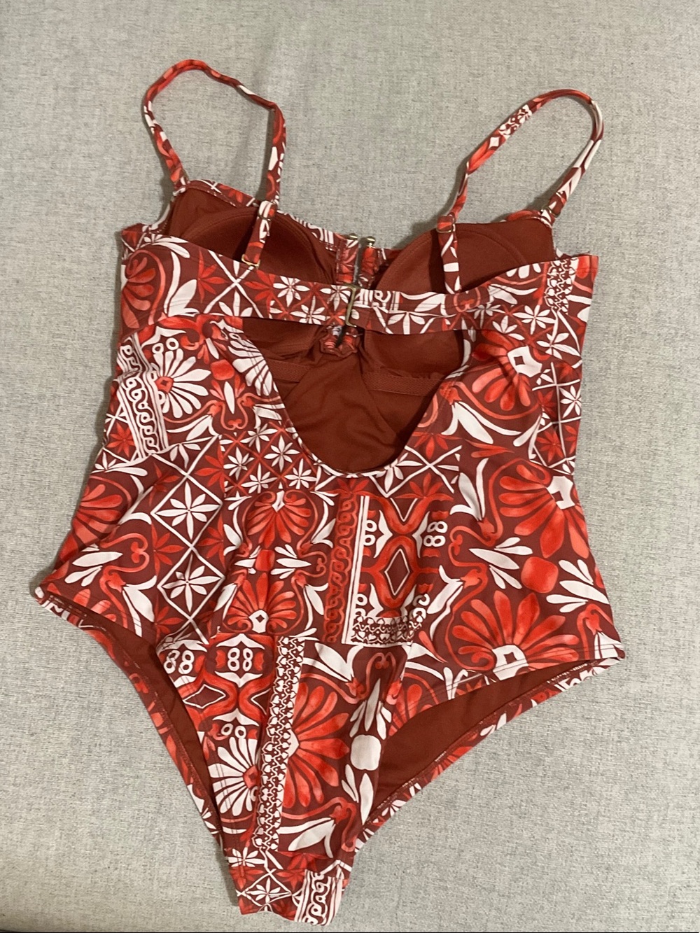 Shade & Shore Orange Floral Tile One-Piece Swimsuit - Picture 3 of 7